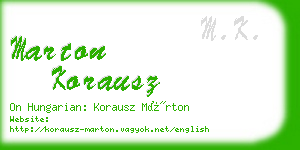 marton korausz business card